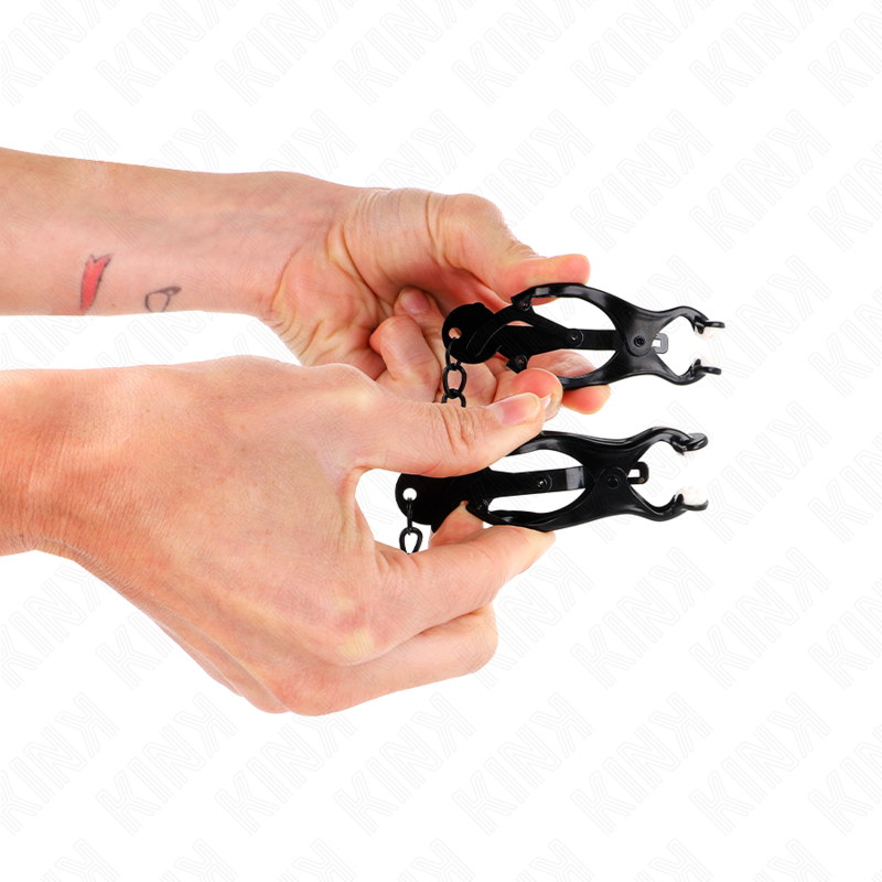 KINK - JAPANSE KLAVERTEPELKLEMMEN MET KETTING ZWART 30 CM