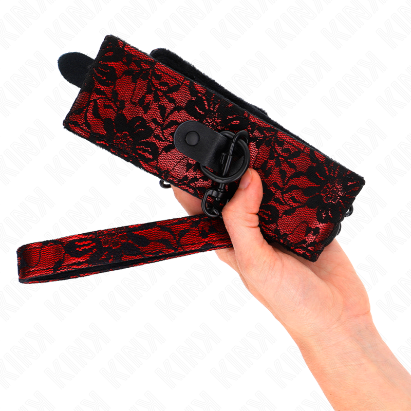 KINK - KANTEN HALSBAND MET RIEM MET ECHTE LEREN RIEM 105 CM / 44 X 5.5 CM