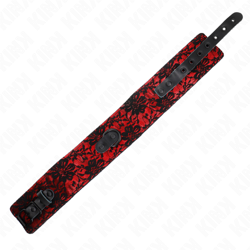 KINK - KANTEN HALSBAND MET RIEM MET ECHTE LEREN RIEM 105 CM / 44 X 5.5 CM