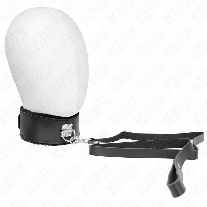KINK - KETTING MET RIEM 116 CM MET ZWART LEREN BAND VERSTELBAAR 40-48 CM X 6 CM