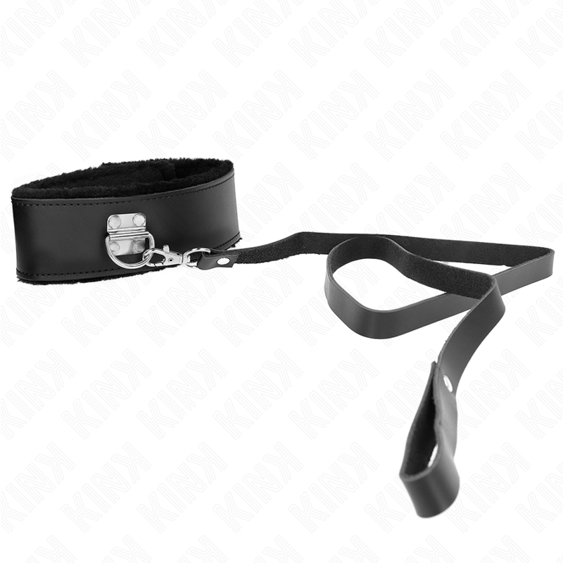 KINK - KETTING MET RIEM 116 CM MET ZWART LEREN BAND VERSTELBAAR 40-48 CM X 6 CM