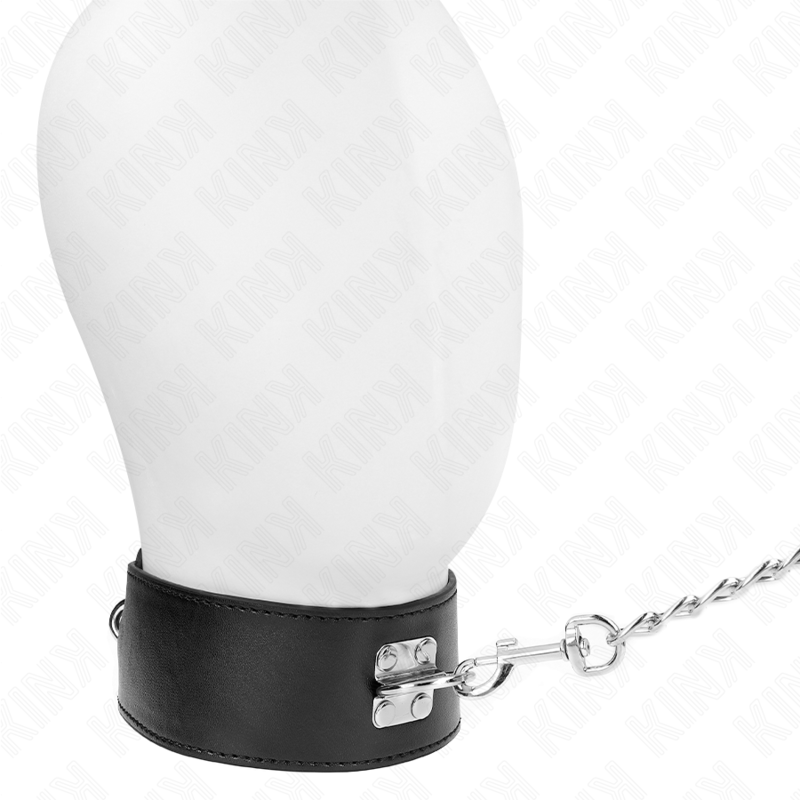 KINK - KETTING MET RIEM 65 CM MET BREDE ZWARTE BAND VERSTELBAAR 33.5-41 CM X 5 CM