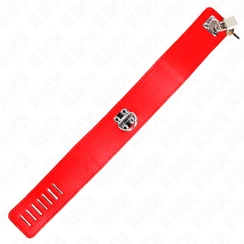 KINK - HALSBAND MET RIEM 65 CM MET BREDE RODE BAND VERSTELBAAR 33,5-41 CM X 5 CM