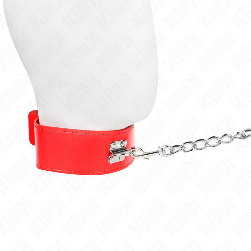 KINK - HALSBAND MET RIEM 65 CM MET BREDE RODE BAND VERSTELBAAR 33,5-41 CM X 5 CM