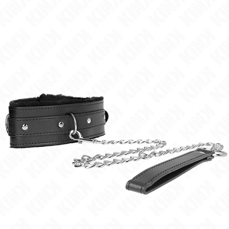 KINK - HALSBAND MET RIEM 65 CM MET BEPERKINGEN ZWART 36-42 CM X 5.5 CM