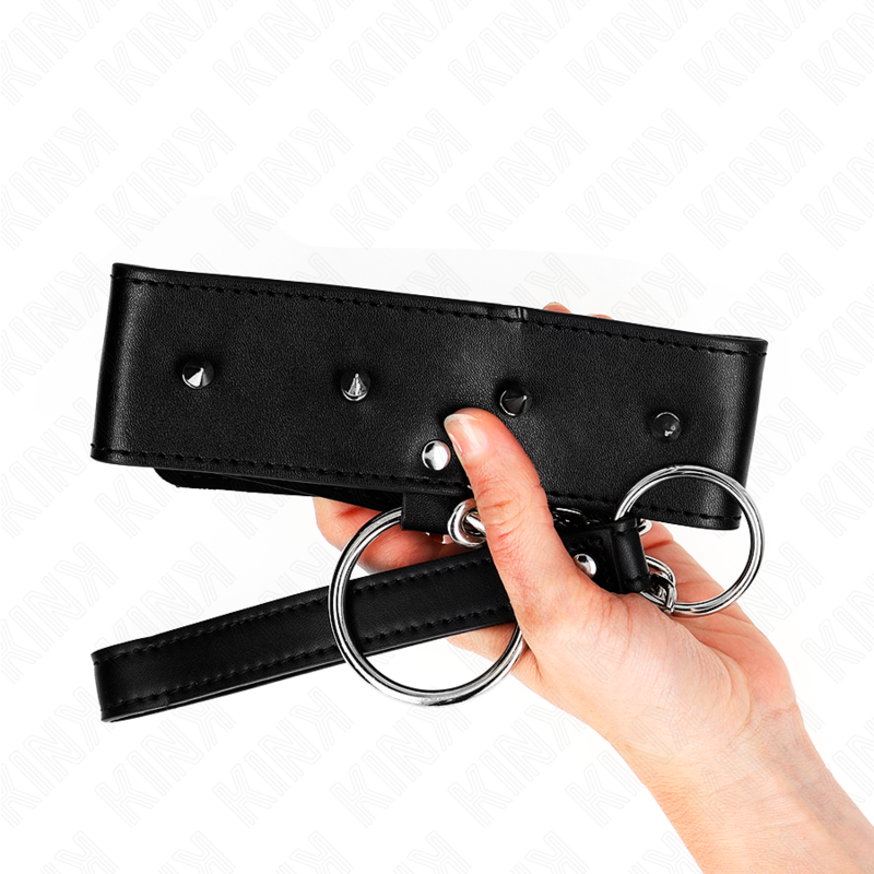 KINK - HALSBAND 65 CM MET LIJN MET ZILVEREN STUDS MODEL 2 VERSTELBAAR 36-43 CM X 5 CM