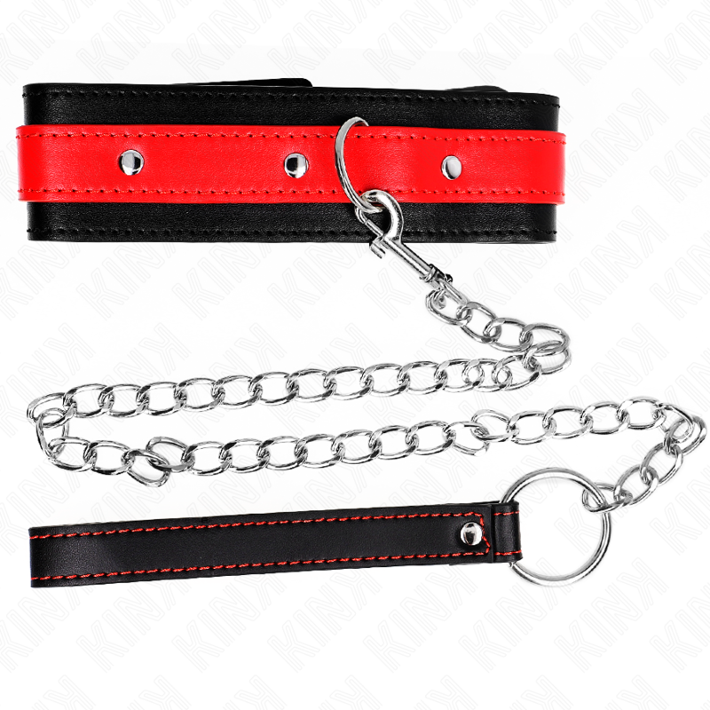 KINK - KETTING MET RODE BAND 65 CM VERSTELBAAR 36-43 CM X 5 CM