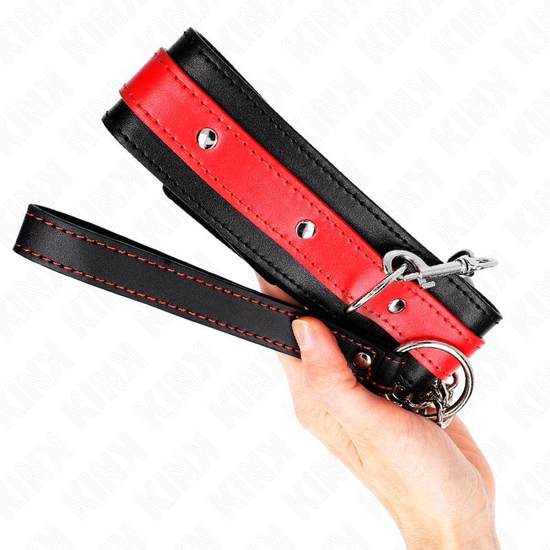 KINK - KETTING MET RODE BAND 65 CM VERSTELBAAR 36-43 CM X 5 CM
