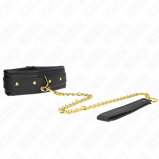 KINK - KETTING MET SPONS IMITATIELEDEREN BAND MODEL 1 VERSTELBAAR 37-54 CM X 3 CM