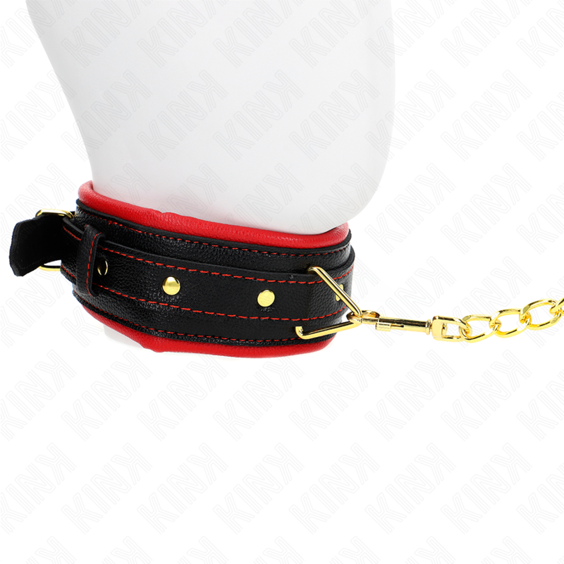 KINK - KETTING MET SPONGE IMITATIELEDEREN BAND MODEL 2 VERSTELBAAR 37-54 CM X 3 CM