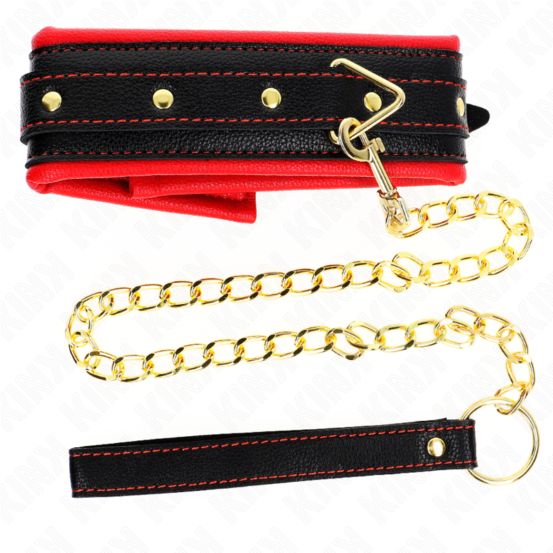 KINK - KETTING MET SPONGE IMITATIELEDEREN BAND MODEL 2 VERSTELBAAR 37-54 CM X 3 CM