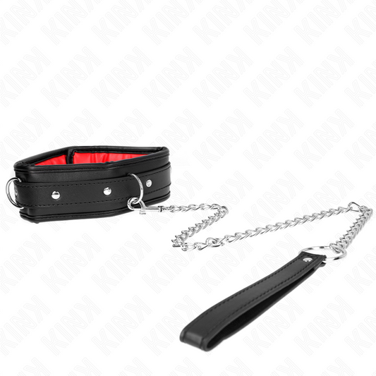 KINK - KETTING MET SPONS IMITATIELEDEREN BAND MODEL 3 VERSTELBAAR 37-54 CM X 3 CM