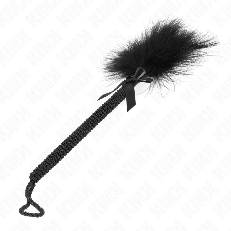 KINK - NYLON TOUWEN ZWEEP MET KIETELVEER EN ZWARTE STRIK 25 CM