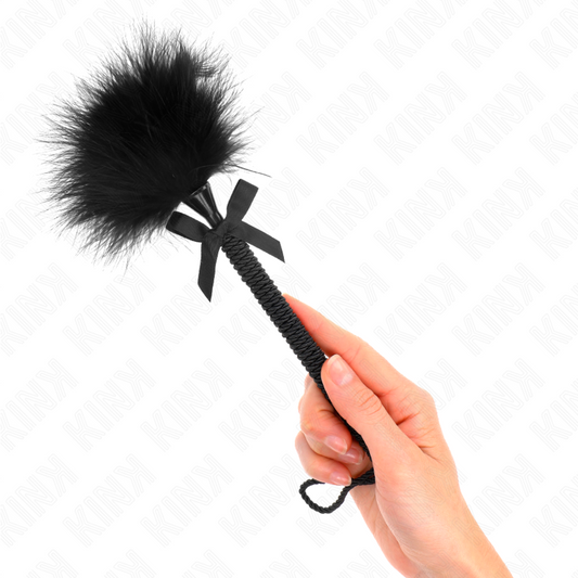KINK - NYLON TOUWEN ZWEEP MET KIETELVEER EN ZWARTE STRIK 25 CM