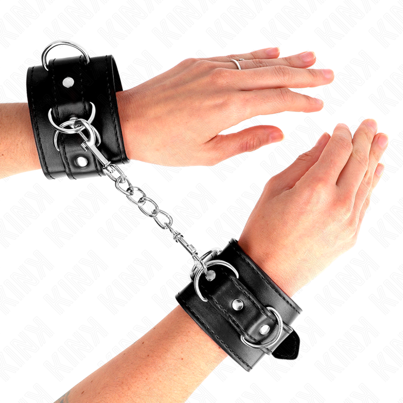 KINK - 3 D-RING POLSBOEIEN VERSTELBAAR ZWART 17.5-25 CM X 6 CM
