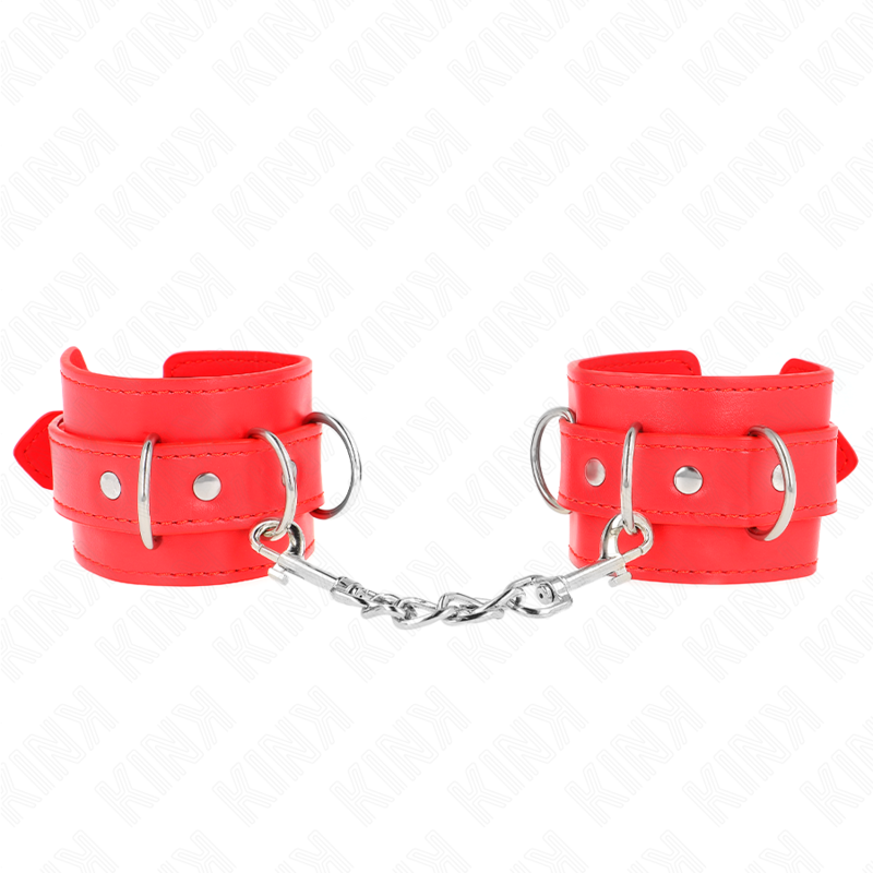 KINK - 3 D-RING POLSBANDEN VERSTELBAAR ROOD 17,5-25 CM X 6 CM