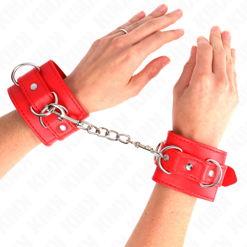 KINK - 3 D-RING POLSBANDEN VERSTELBAAR ROOD 17,5-25 CM X 6 CM