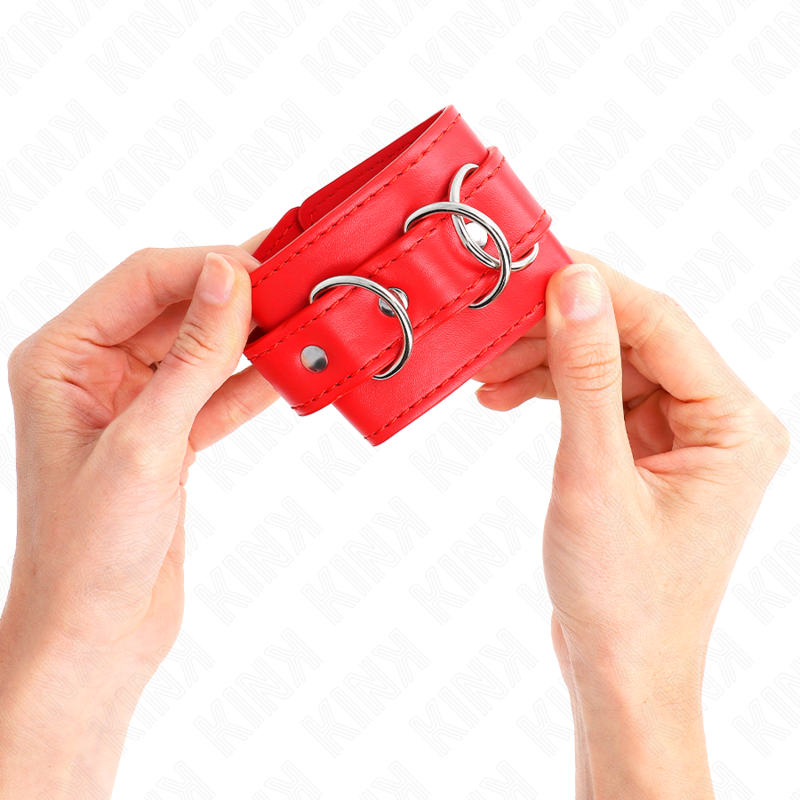 KINK - 3 D-RING POLSBANDEN VERSTELBAAR ROOD 17,5-25 CM X 6 CM