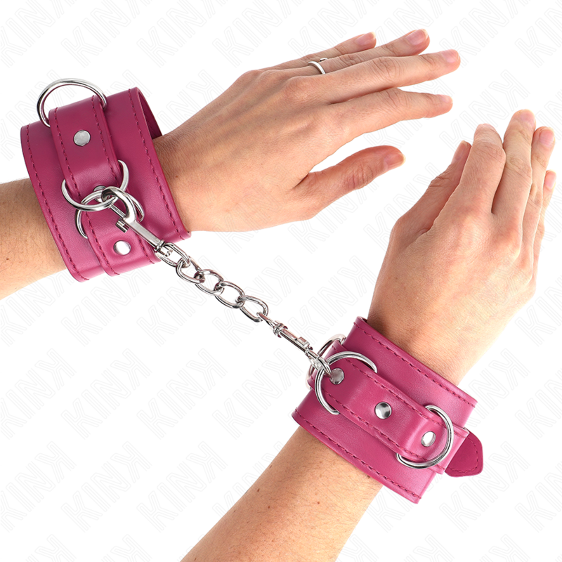 KINK - 3 D-RING POLSBANDEN VERSTELBAAR ROZE 17,5-25 CM X 6 CM