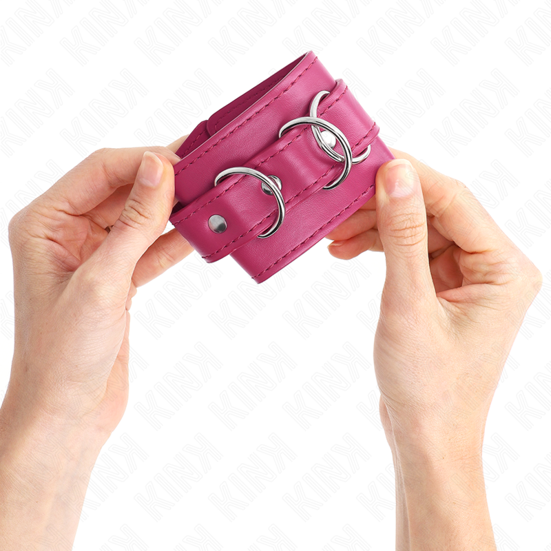 KINK - 3 D-RING POLSBANDEN VERSTELBAAR ROZE 17,5-25 CM X 6 CM