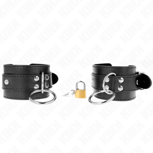 KINK - O-RING GEBLOKKEERDE POLSBANDEN ZWART VERSTELBAAR 20-28 CM X 5.5 CM