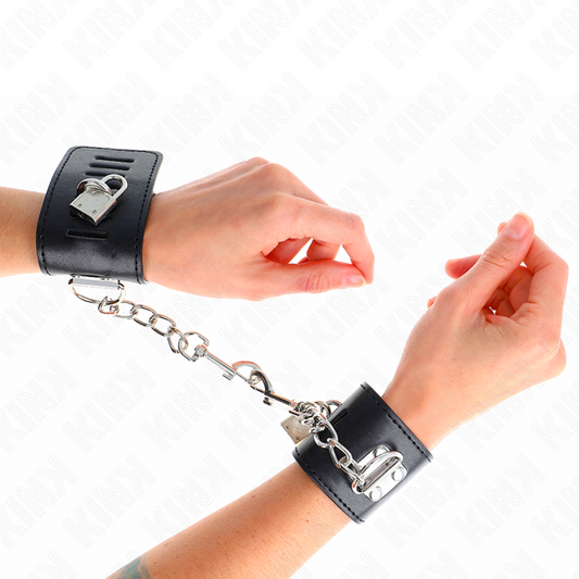 KINK - POLSBILJOENEN MET HANGSLOTSLUITING ZWART VERSTELBAAR 16-23 CM X 5.5 CM