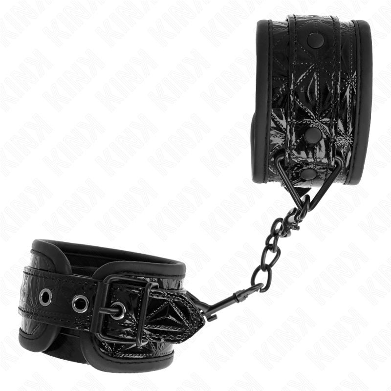 KINK - DIAMANTPATROON POLSBANDJES ZWART VERSTELBAAR 17-26 CM X 5.5 CM