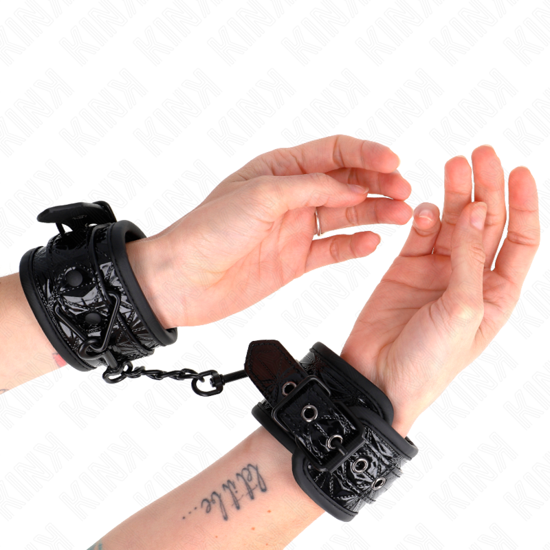 KINK - DIAMANTPATROON POLSBANDJES ZWART VERSTELBAAR 17-26 CM X 5.5 CM