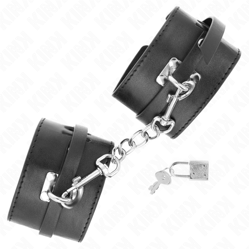 KINK - DELUXE AFSLUITBARE POLSBANDEN ZWART VERSTELBAAR 14.5-21 CM X 6 CM