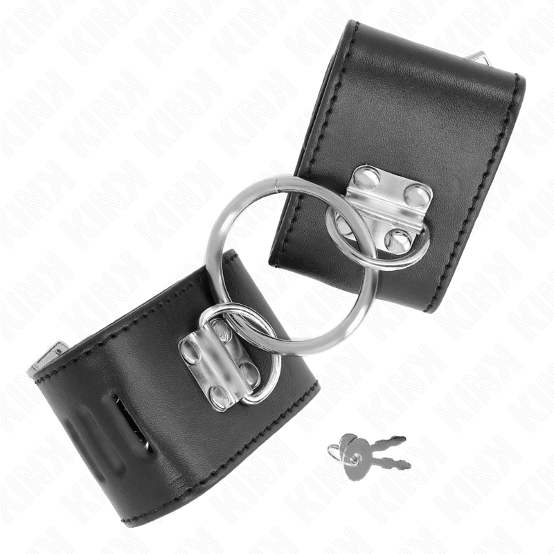 KINK - VASTE POLSBOEIEN MET RING EN HANGSLOTSLUITING ZWART VERSTELBAAR 16-23 CM X 5.5 CM