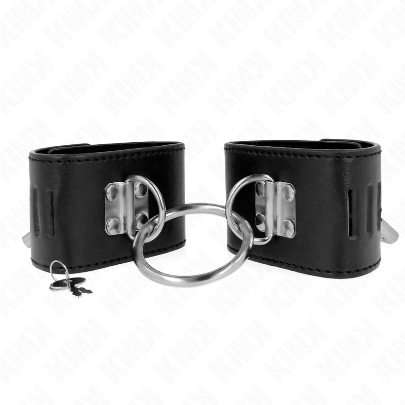 KINK - VASTE POLSBOEIEN MET RING EN HANGSLOTSLUITING ZWART VERSTELBAAR 16-23 CM X 5.5 CM