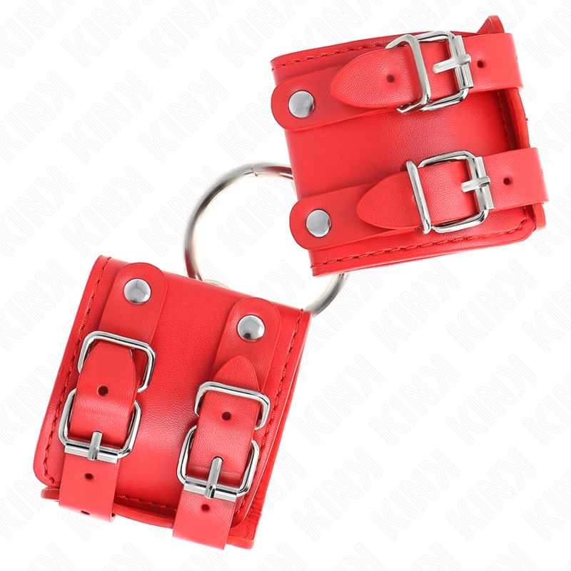 KINK - VASTE POLSBANDEN MET RING EN STUDS VERSTELBAAR ROOD 17-22 CM X 6.5 CM