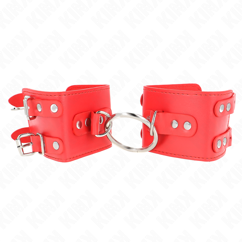 KINK - VASTE POLSBANDEN MET RING EN STUDS VERSTELBAAR ROOD 17-22 CM X 6.5 CM
