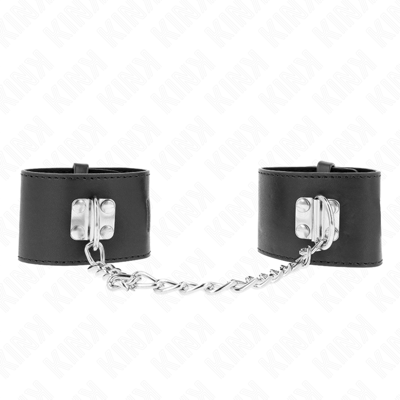 KINK - VASTE POLSBOEIEN MET KETTING 30 CM EN SLOTSLUITING ZWART VERSTELBAAR 16-23 CM X 5,5 CM