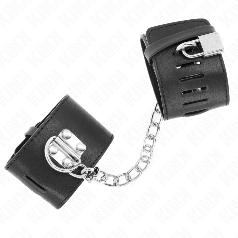 KINK - VASTE POLSBOEIEN MET KETTING 30 CM EN SLOTSLUITING ZWART VERSTELBAAR 16-23 CM X 5,5 CM