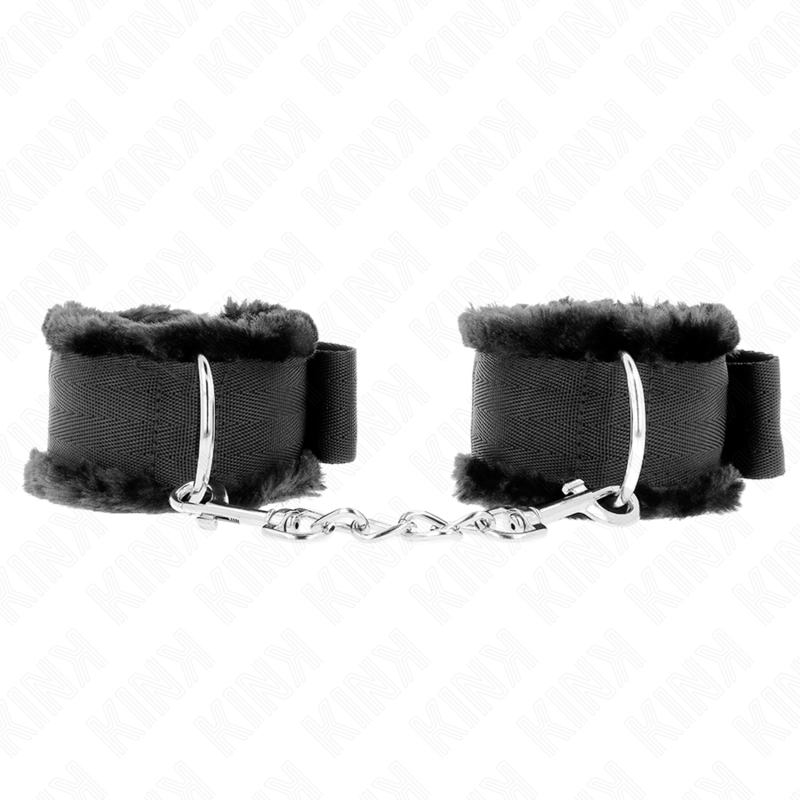KINK - HARIGE GEVOERDE POLSBANDEN ZWART VERSTELBAAR 17-31 CM X 7 CM