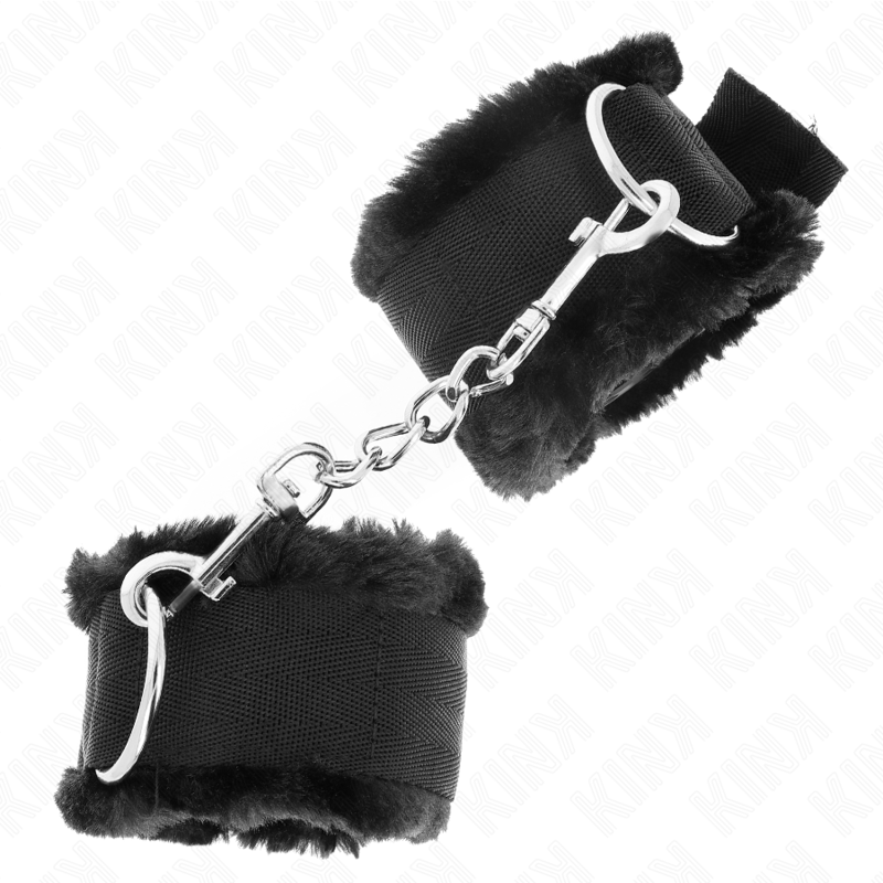 KINK - HARIGE GEVOERDE POLSBANDEN ZWART VERSTELBAAR 17-31 CM X 7 CM