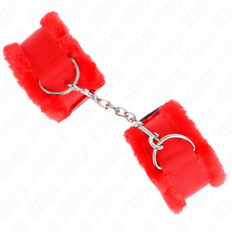 KINK - HARIGE GEVOERDE POLSBANDEN ROOD VERSTELBAAR 17-31 CM X 7 CM