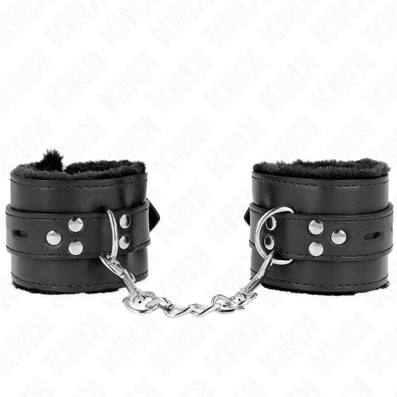KINK - MET BONT GEVOERDE POLSBANDEN MET VIERKANTE GATEN ZWART EN ZWARTE RIEM VERSTELBAAR 17-29 CM X 6 CM