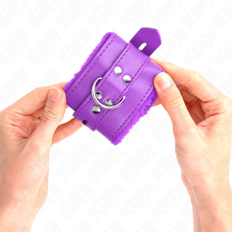 KINK - PELZEN HANDBOEIEN MET VIERKANTE GATEN PAARS EN PAARSE BAND VERSTELBAAR 17-29 CM X 6 CM