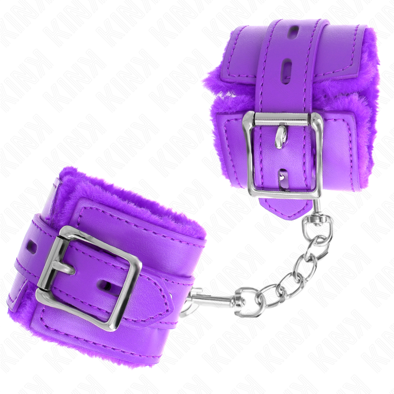 KINK - PELZEN HANDBOEIEN MET VIERKANTE GATEN PAARS EN PAARSE BAND VERSTELBAAR 17-29 CM X 6 CM