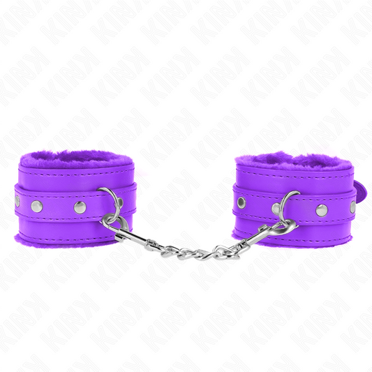 KINK - PREMIUM MET BONT GEVOERDE POLSBANDEN PAARS MET PAARSE RIEM VERSTELBAAR 17-29 CM X 6 CM