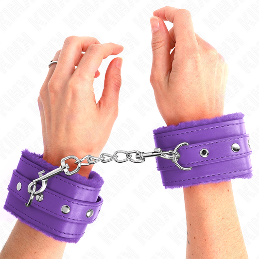 KINK - PREMIUM MET BONT GEVOERDE POLSBANDEN PAARS MET PAARSE RIEM VERSTELBAAR 17-29 CM X 6 CM