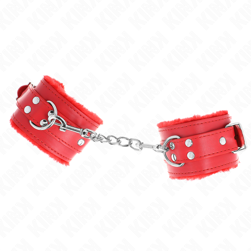 KINK - ROOD GEVOERDE POLSBANDEN ROOD MET RODE BAND VERSTELBAAR 17-29 CM X 6 CM