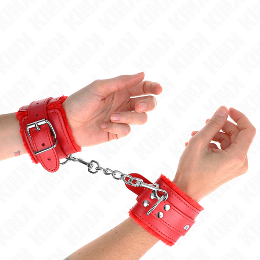 KINK - ROOD GEVOERDE POLSBANDEN ROOD MET RODE BAND VERSTELBAAR 17-29 CM X 6 CM