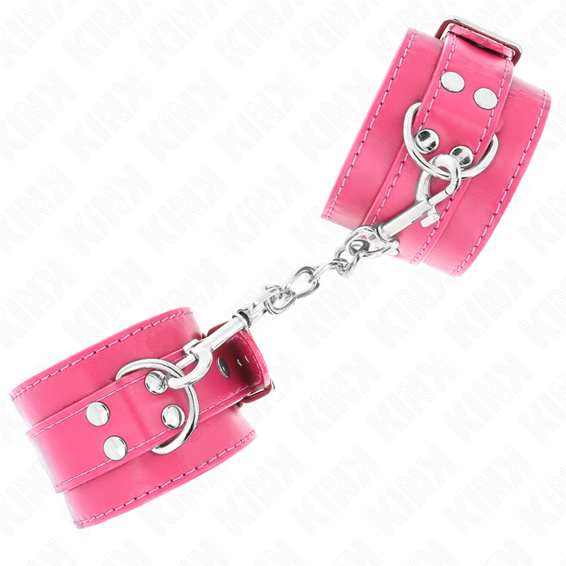 KINK - POLSBANDEN FRAMBOOSROZE MET FRAMBOOSROZE VOERING VERSTELBAAR 20-28 CM X 5,5 CM
