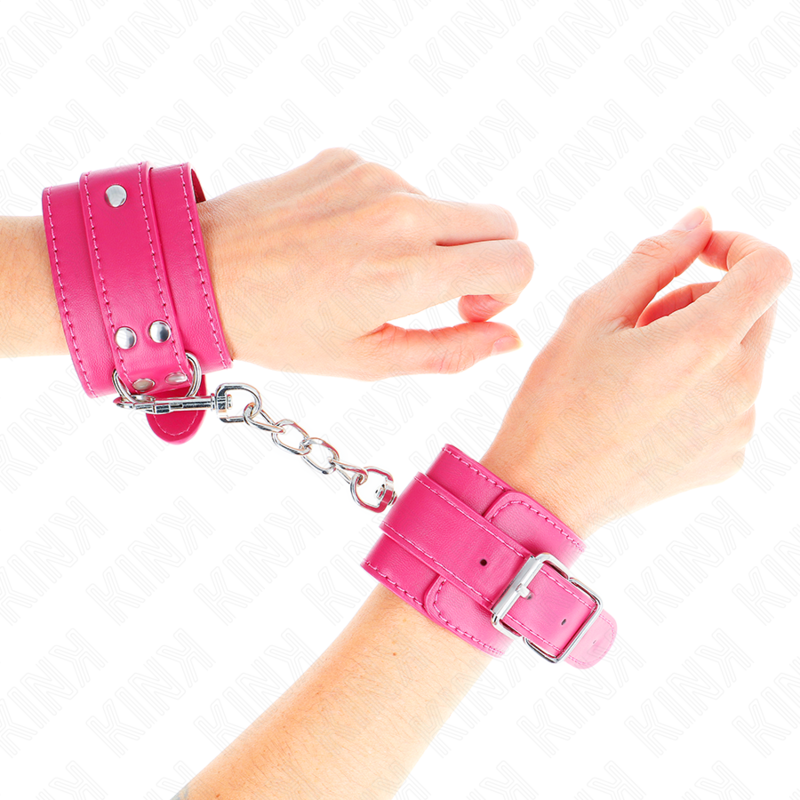 KINK - POLSBANDEN FRAMBOOSROZE MET FRAMBOOSROZE VOERING VERSTELBAAR 20-28 CM X 5,5 CM