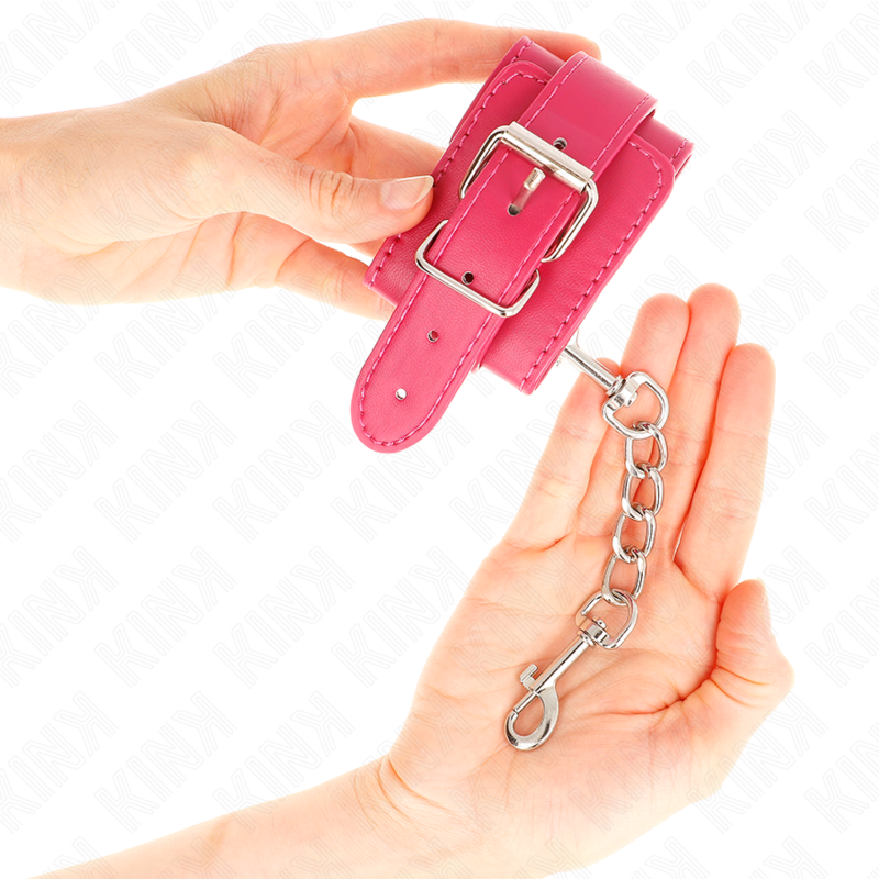 KINK - POLSBANDEN FRAMBOOSROZE MET FRAMBOOSROZE VOERING VERSTELBAAR 20-28 CM X 5,5 CM
