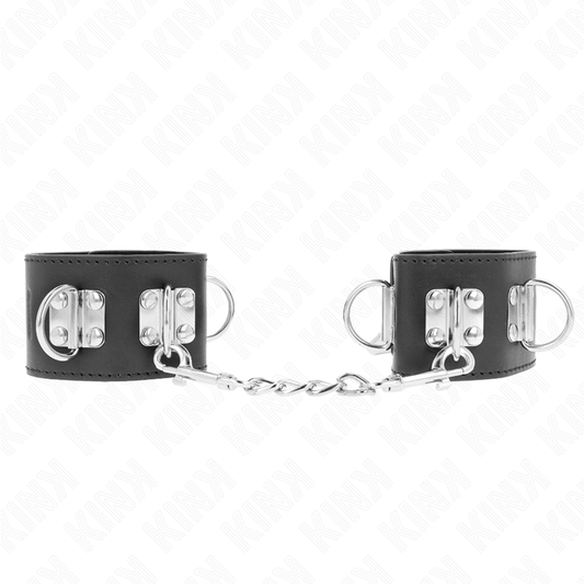 KINK - MULTIPOSITIE POLSBILJES MET HANGSLOT ZWART VERSTELBAAR 16-23 CM X 5.5 CM