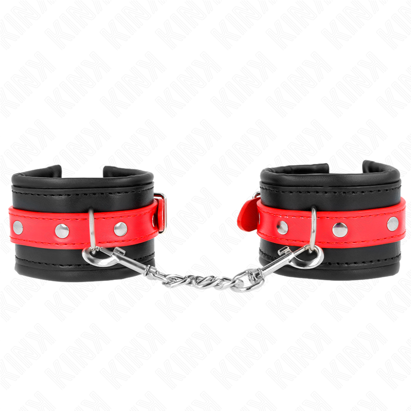KINK - POLSBANDJES ZWART MET RODE BAND VERSTELBAAR 17-28 CM X 6 CM